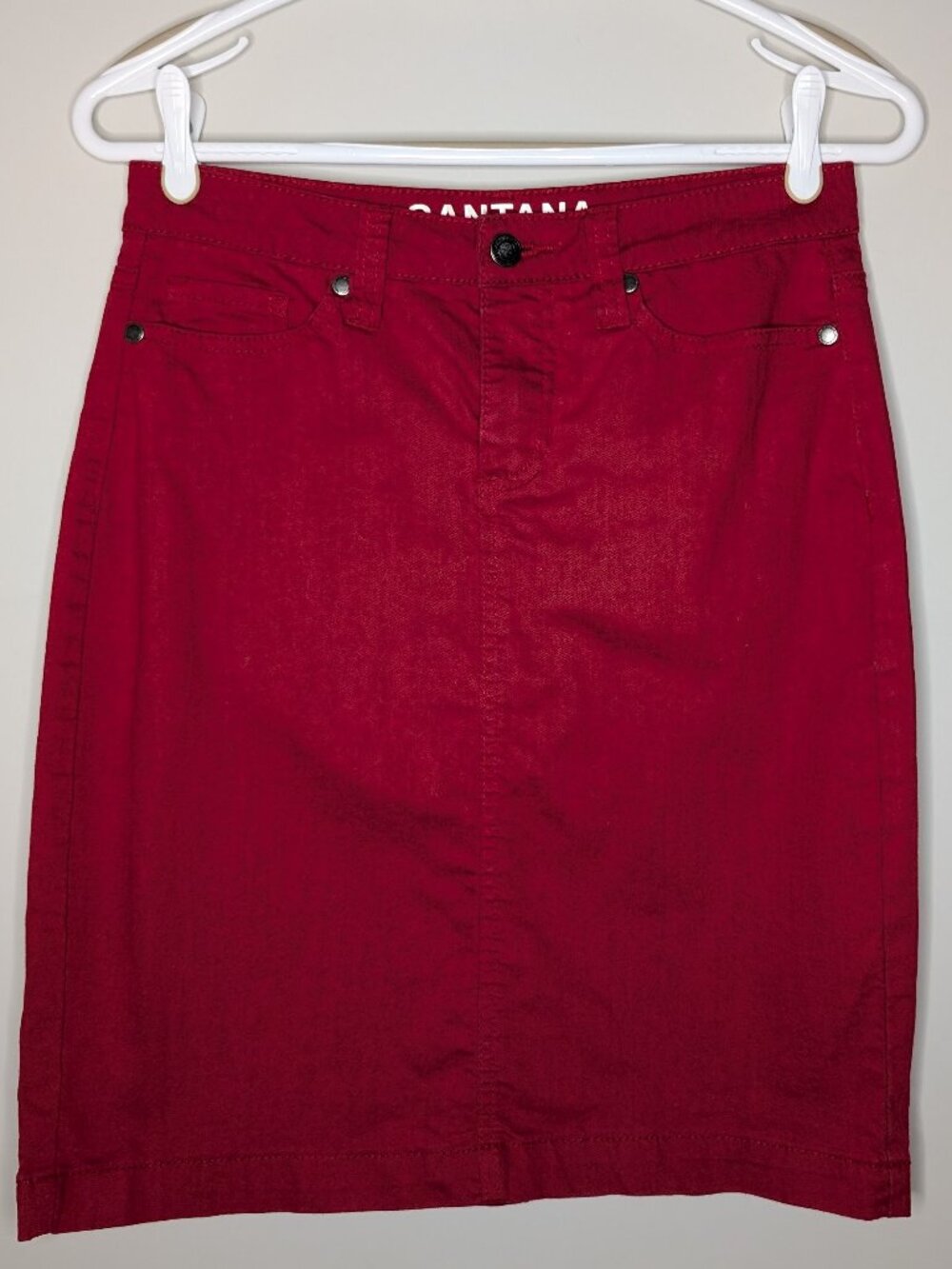Santana Stretch Denim Red Pencil Skirt Size 6